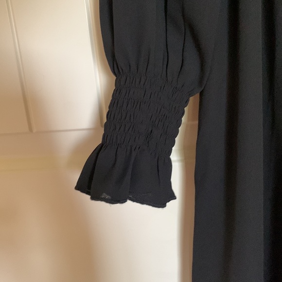 Black long sleeve midi dress with ruffle wrists, XL - Picture 6 of 10